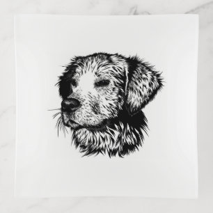 Canine Head Sketch Trinket Tray