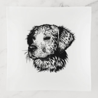Canine Head Sketch  Trinket Tray