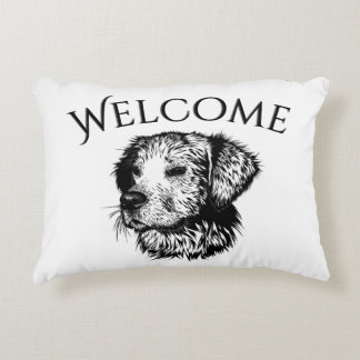 Canine Head Sketch Welcome Accent Pillow