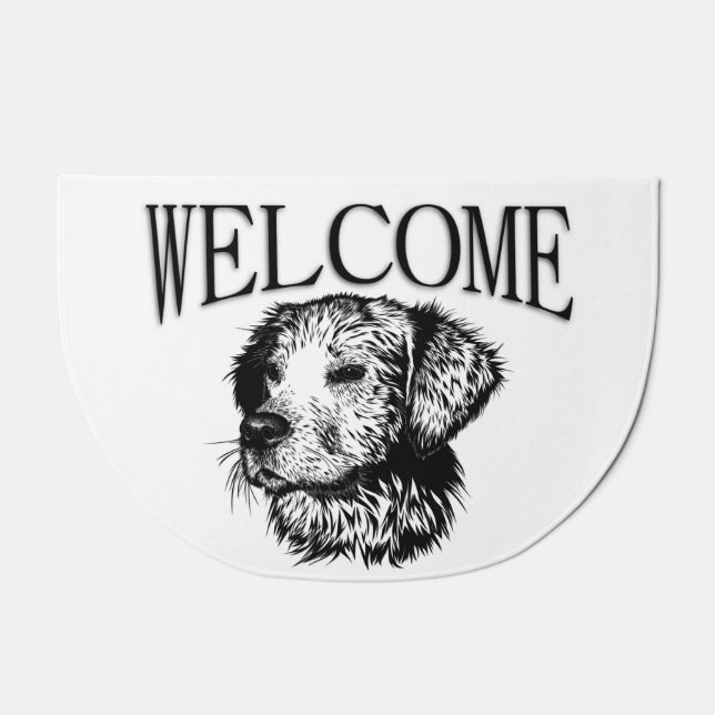 Canine Head Sketch Welcome Doormat (Front)