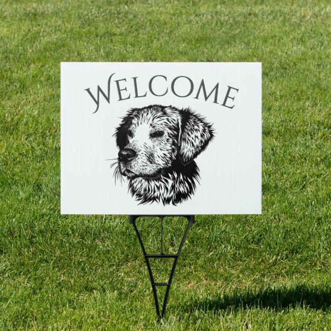 Canine Head Sketch Welcome Sign (Insitu)
