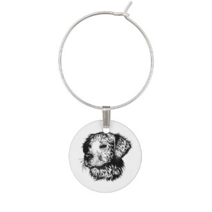 Canine Head Sketch  Wine Charm