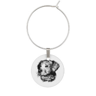 Canine Head Sketch Wine Charm