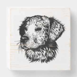 Canine Head Sketch Wooden Box Sign