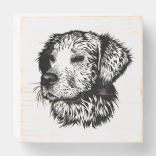 Canine Head Sketch Wooden Box Sign