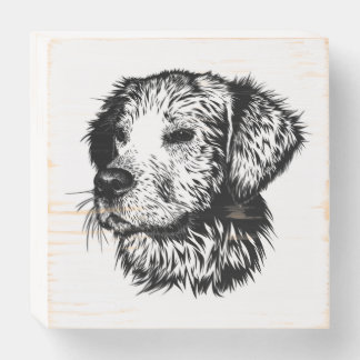 Canine Head Sketch  Wooden Box Sign