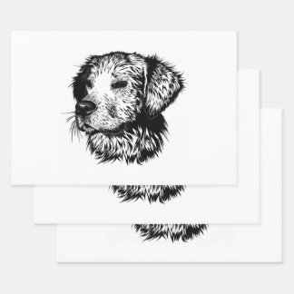 Canine Head Sketch Wrapping Paper Sheets
