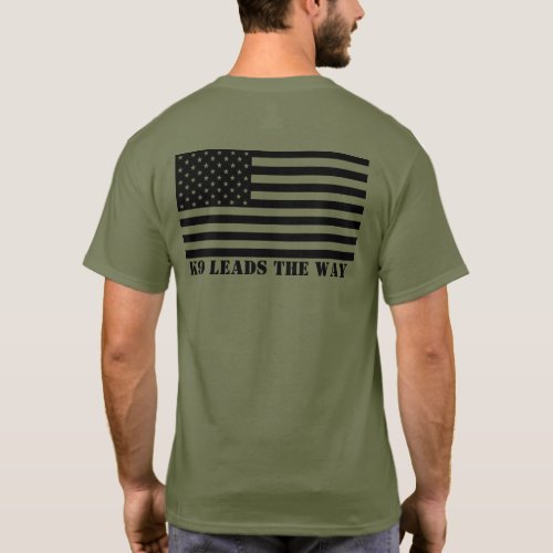 Canine K9 Leads The Way t_shirt with US Flag