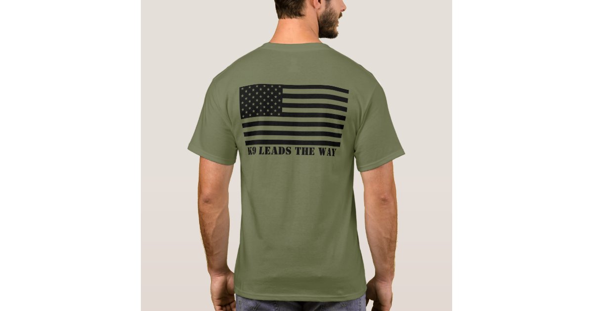 Canine K9 Leads The Way t-shirt with US Flag | Zazzle