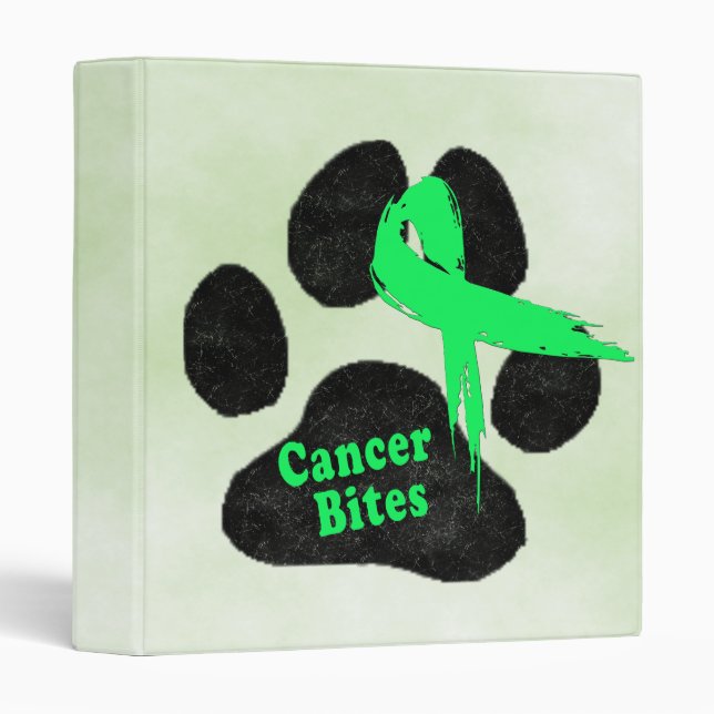 Canine Lymphoma Ribbon Paw Design Record Keeping 3 Ring Binder (Front/Spine)