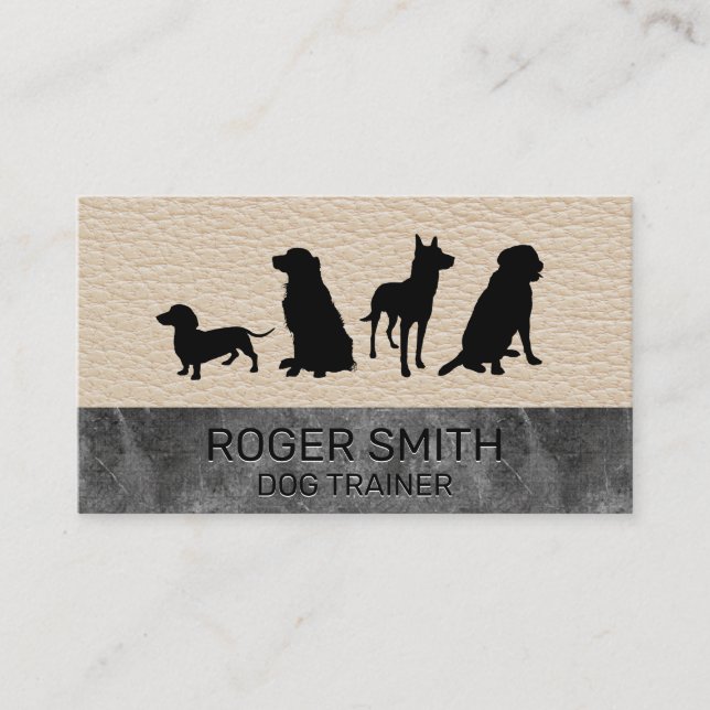 Canine Pack | Dog Training | Leather Marble Business Card (Front)