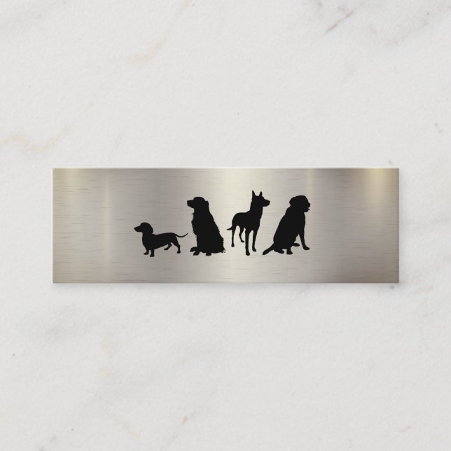 Canine Pack | Dog Training Metal Shiny Background Mini Business Card (Front)