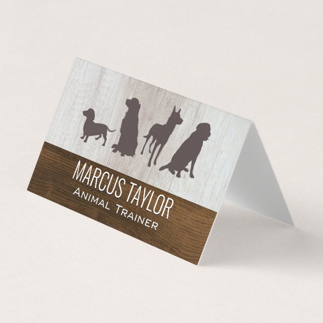 Canine Pack | Dog Training | Wood Grain Business Card (Front)