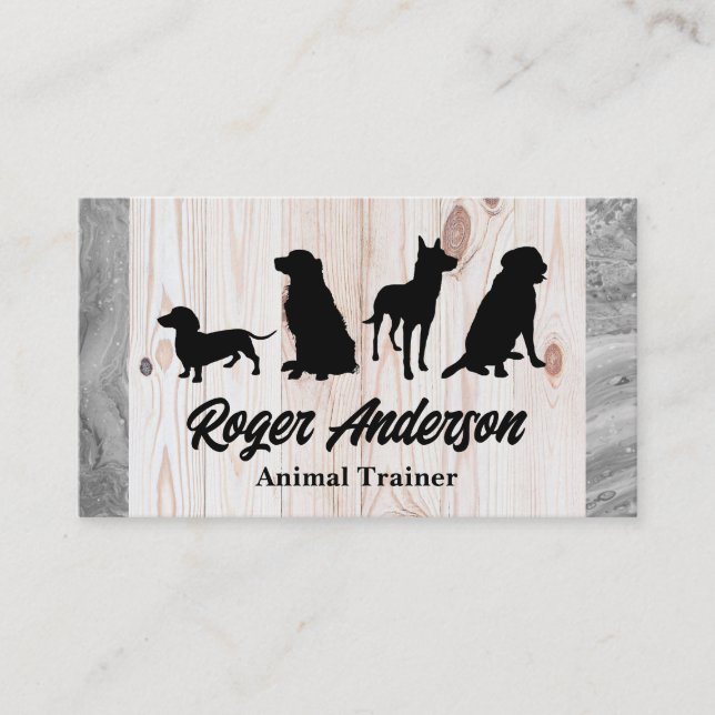 Canine Pack | Dog Training | Wood | Marble Business Card (Front)