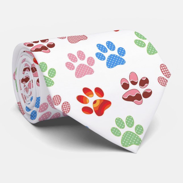 Canine Paw Print Men's Tie (Rolled)