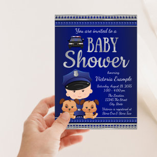 Canine Police Baby Shower Invitation