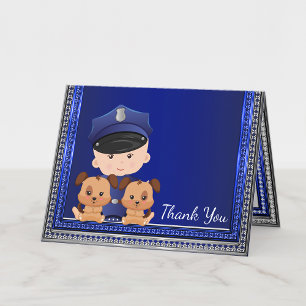 Canine Police Baby Shower Letterpress Thank You Card