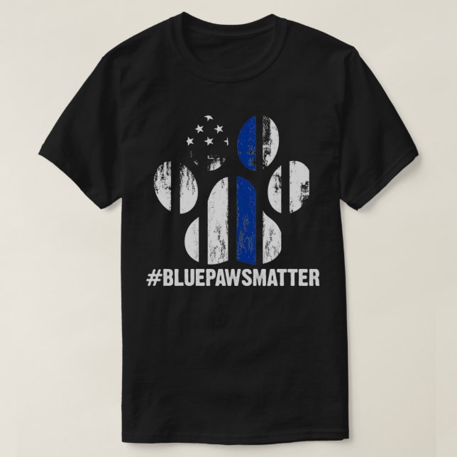 Canine Police Dog Thin Blue Line K9 T-Shirt (Design Front)