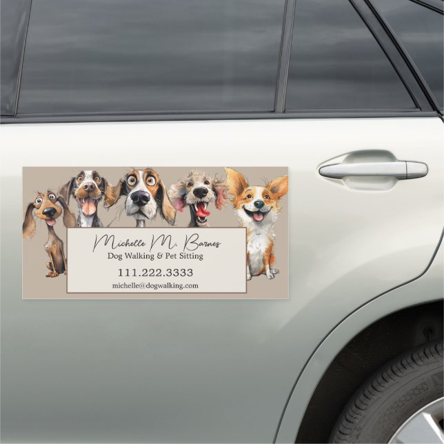 Canine Puppy Dog Walker Sitter Animal Pet Care Car Magnet (In Situ)