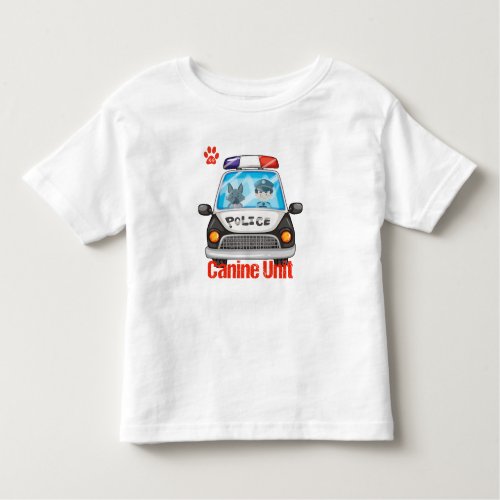 Canine Unit Policeman and Police Dog In Car Toddler T_shirt