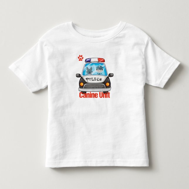 Canine Unit Policeman and Police Dog In Car Toddler T-shirt (Front)