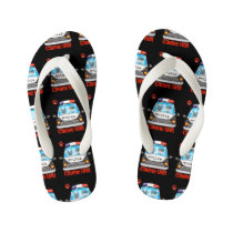 Canine Unit Policeman and Police Dog In Police Car Kid's Flip Flops Canine Unit Policeman and Police Dog In Police Car Kid's Flip Flops