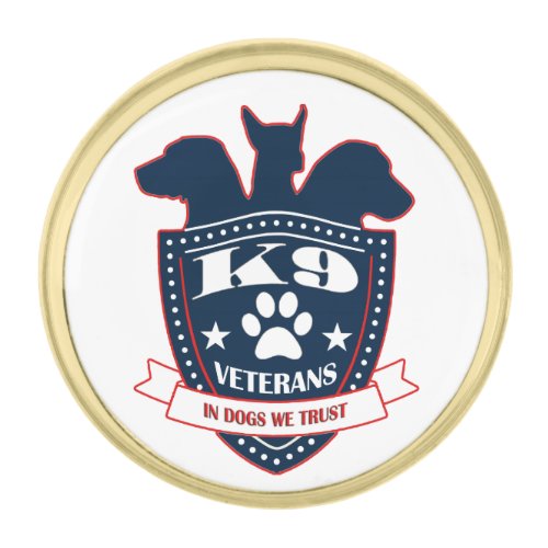 Canine Veterans Recognition Gold Finish Lapel Pin