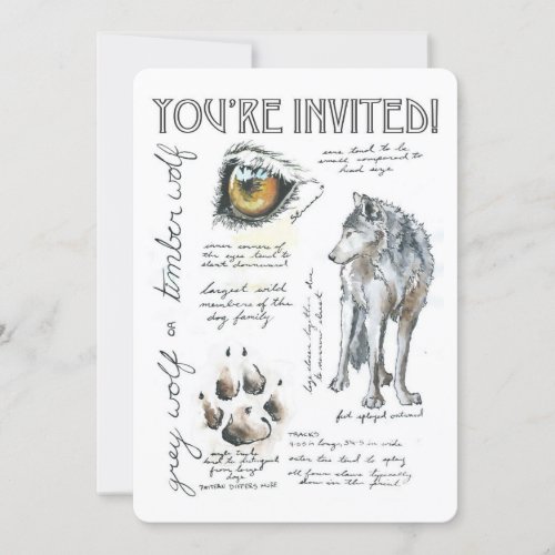 Canis Lupus Wolf Illustration Invitation