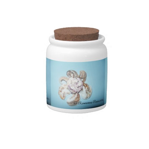 Canister 2  ShellFlowerOnBlue RFPMDesigns ️2012 Candy Jar
