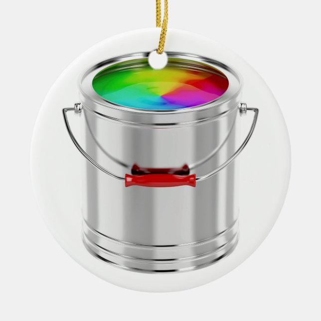 Canister with multicolor paint ceramic ornament (Front)