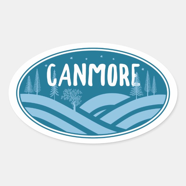 Canmore Alberta Outdoors Oval Sticker (Front)