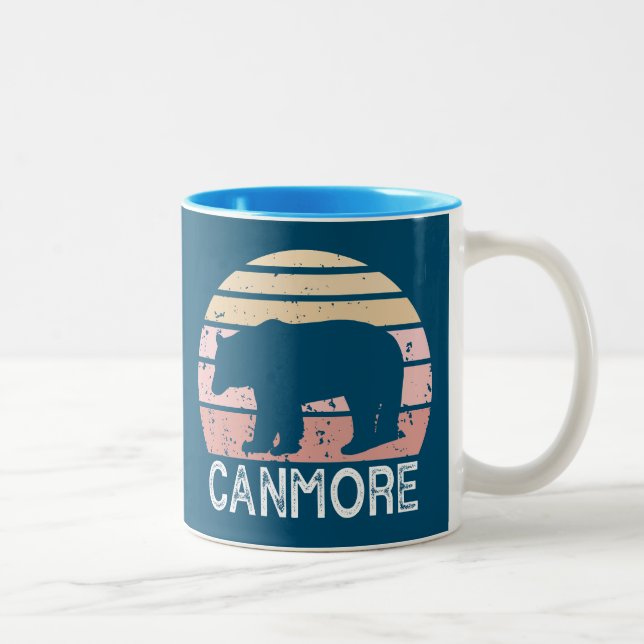 Canmore Alberta Retro Bear Two-Tone Coffee Mug (Right)