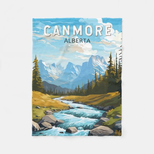 Canmore Canada Travel Art Vintage Fleece Blanket