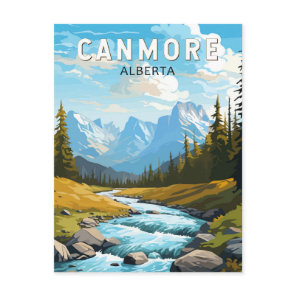 Canmore Canada Travel Art Vintage Postcard