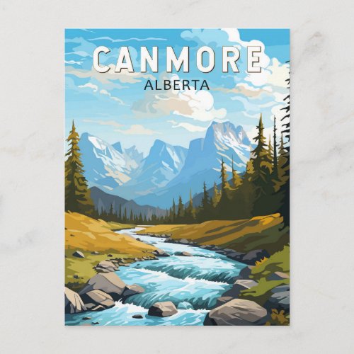 Canmore Canada Travel Art Vintage Postcard