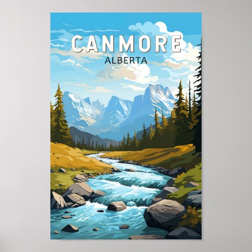 Canmore Canada Travel Art Vintage Poster