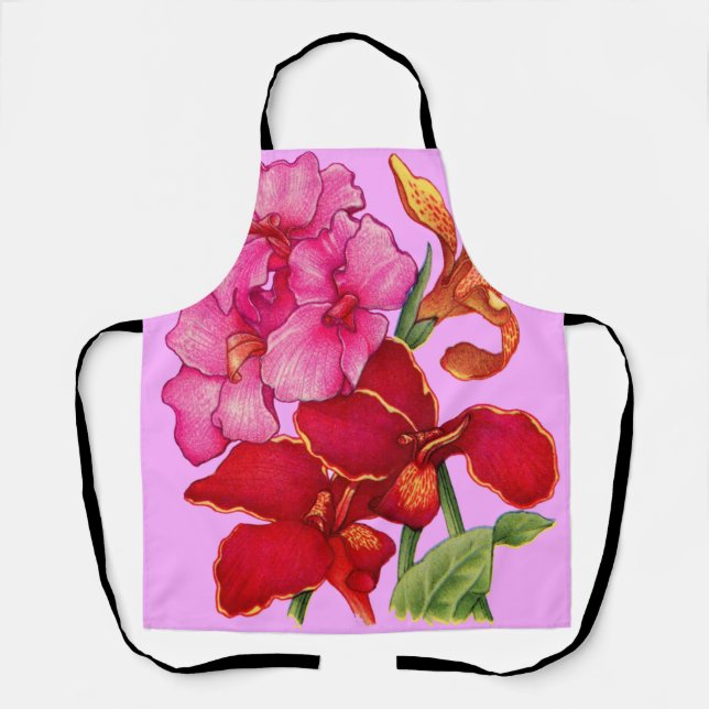 canna flowers print apron (Front)
