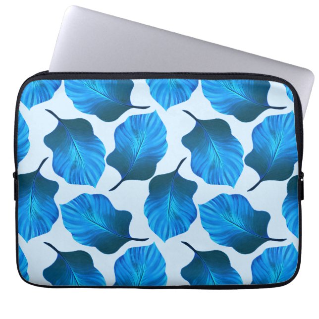 Canna Tropicanna Tropical Leaves in Blue Laptop Sleeve (Front)