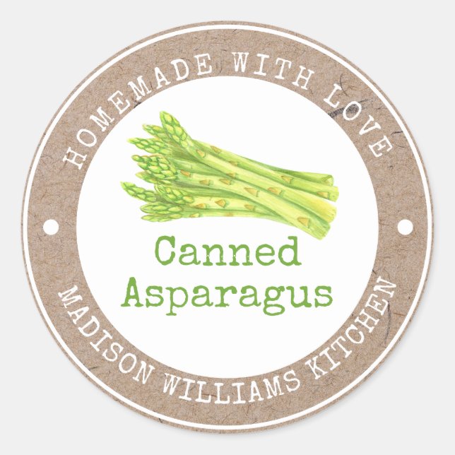 Canned Asparagus Label | Homemade with Love (Front)