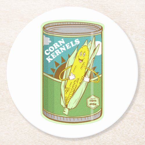 Canned corn Tinned cord Round Paper Coaster