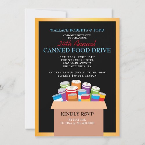 CANNED FOOD DRIVE Auction Corporate Fundraiser Invitation