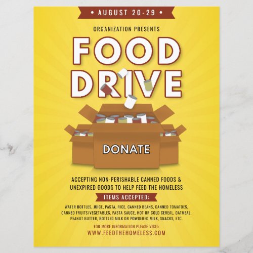 Canned Food Drive Feed Homeless Fundraiser Flyer