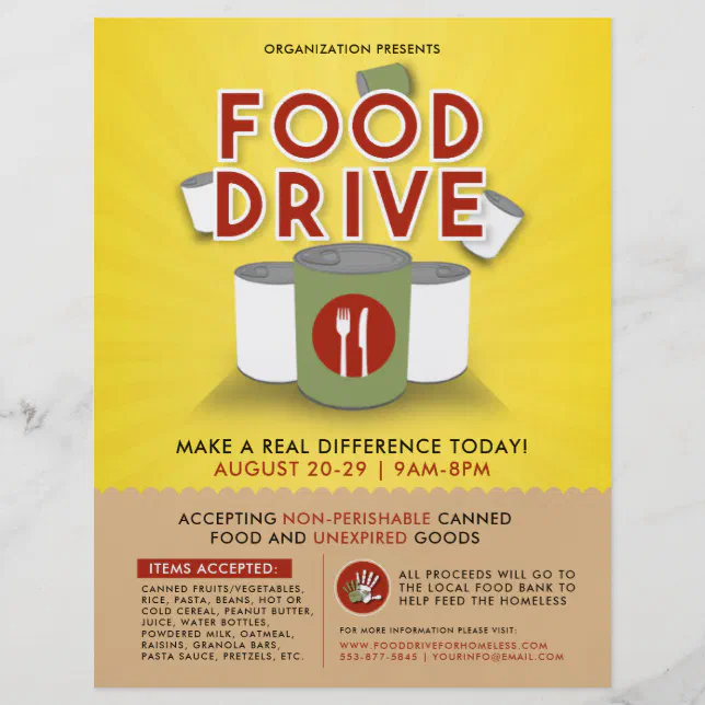 Canned Food Drive Feed Homeless Fundraiser Flyer Zazzle