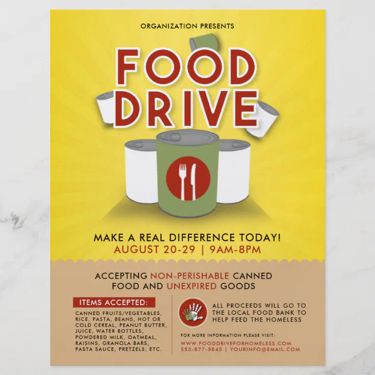 Canned Food Drive Feed Homeless Fundraiser Flyer Zazzle