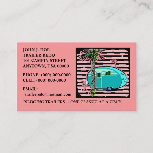 CANNED HAM VINTAGE TRAVEL TRAILERS BUSINESS CARDS! CARD (Front)