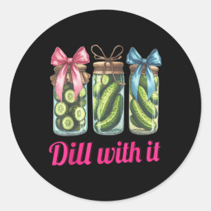 Canned Pickle Coquette Bows With Cute Pickle Jar G Classic Round Sticker