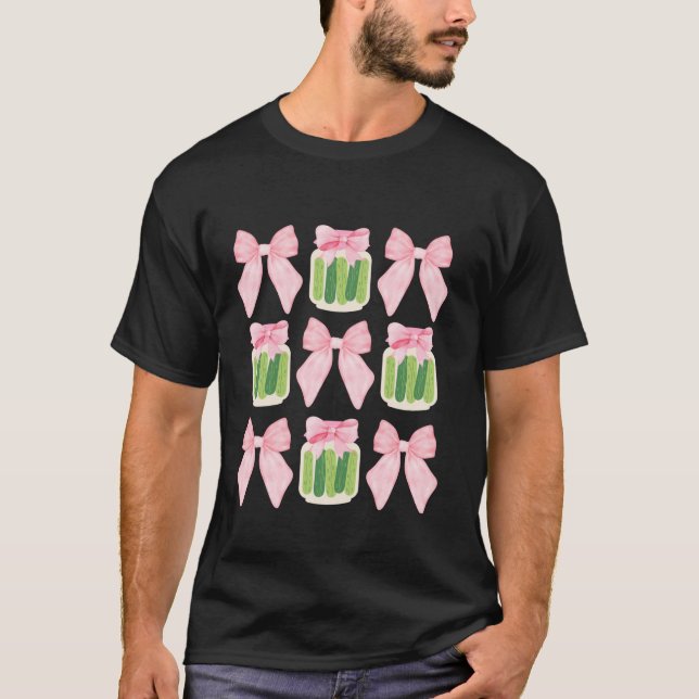 Canned Pickle Coquette Bows With Cute Pickle Jar G T-Shirt (Front)