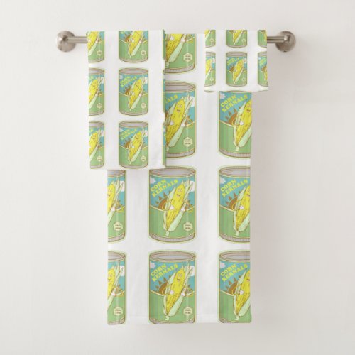 Canned Sweetcorn pattern Bath Towel Set