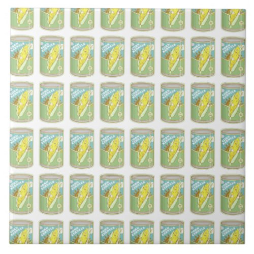 Canned Sweetcorn pattern Ceramic Tile