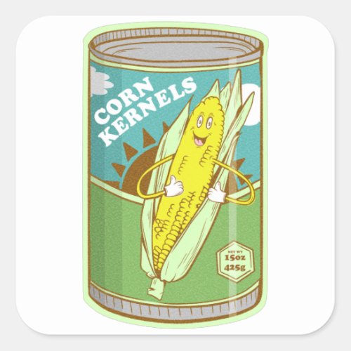 Canned Sweetcorn Pop art Retro poster Square Sticker